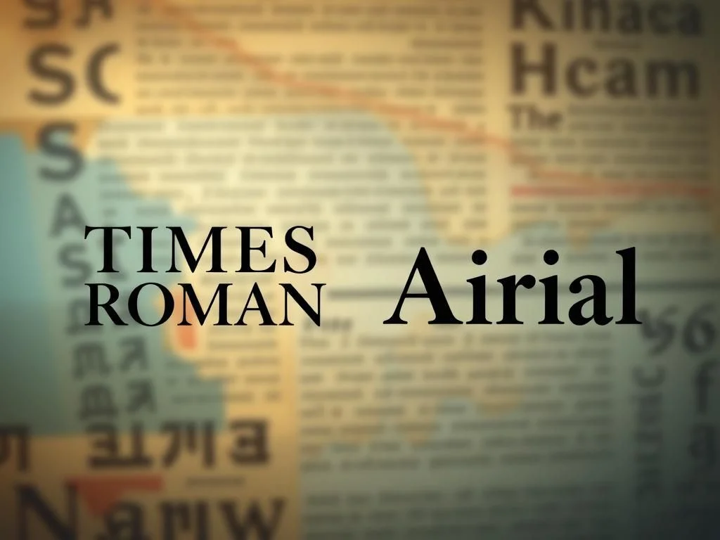 فونت انگلیسی Times New Roman و Arial
