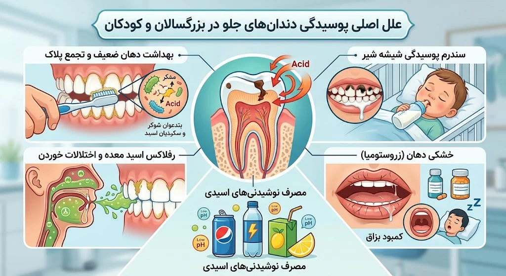 علت پوسیدگی دندانهای جلو